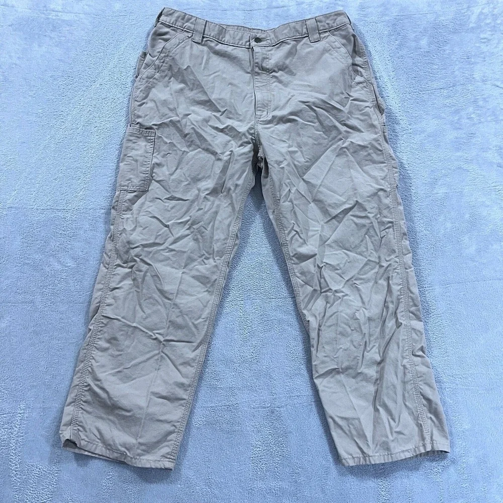 Carhartt‎ Pants 37x29* Dungaree Fit Canvas Utility Work B151-TAN 100% Cotton